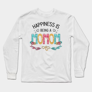 Happiness Is Being A Momom Wildflowers Valentines Mothers Day Long Sleeve T-Shirt